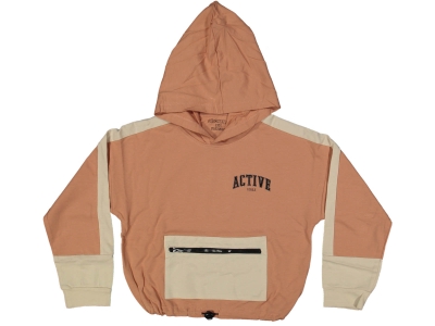 KIZ 10/13 YAŞ ACTIVE BASKILI FERMUARLI TORBA CEPLİ KAPŞONLU SWEAT