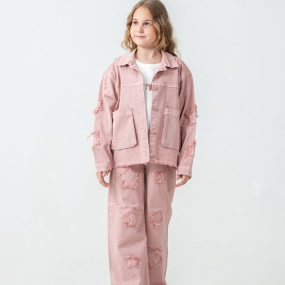 KIZ 10/13 YAŞ DÜĞMELİ CEKETLİ  ÜÇLÜ TAKIM