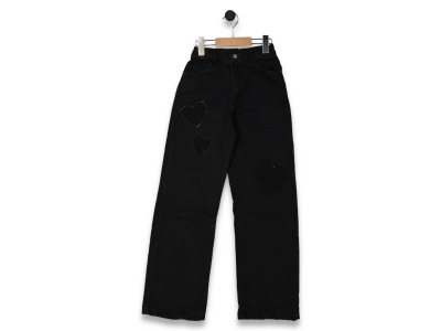 KIZ 11/15 YAŞ TAŞLI KALP BOYFREND KOT PANTOLON