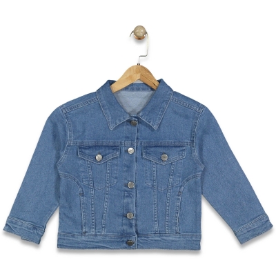 KIZ 11/15 YAŞ YANDAN CEPLİ  KOT CEKET