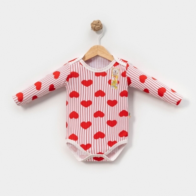 KIZ 12 Ay,18 Ay,24 Ay,3 Yaş ÇİZGİLİ KALP DESENLİ B