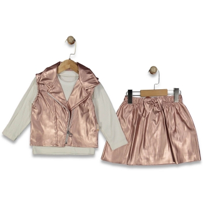 KIZ 12/24 AY DERİ YELEKLİ 3 LÜ TAKIM