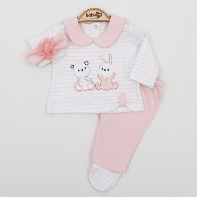 KIZ 1/3 AY BEBE YAKA PATİKLİ SAÇ BANTLI 3LÜ SWEAT