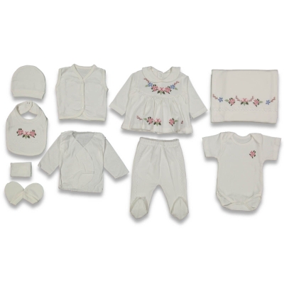 KIZ 1/3 AY BEBE YAKALI ÇİÇEKLİ 10 LU