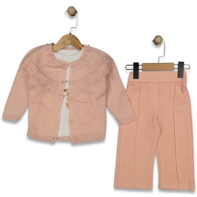 KIZ 1/4 YAŞ TRİKO HIRKALI YAKA İNCİLİ TAKIM