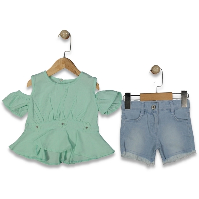 KIZ 1/5 YAŞ BEL İNCİLİ  ŞORTLU TAKIM