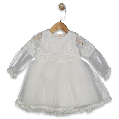 KIZ 1/5 YAŞ DANTEL TÜLLÜ IZN KOLLU ELBİSE