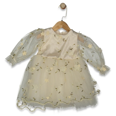 KIZ 1/5 YAŞ GÜL DETAYLI FİYONKLU ELBİSE