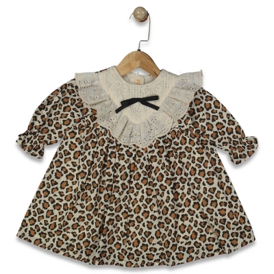 KIZ 1/5 YAŞ KETEN LEOPAR ELBİSE