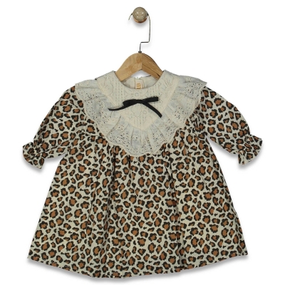 KIZ 1/5 YAŞ KETEN LEOPAR ELBİSE