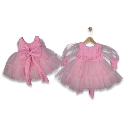 KIZ 1/5 YAŞ PIRILTI KARE SİMLİ TÜTÜ ELBİSE