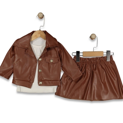 KIZ 18 Ay,24 Ay,3 Yaş ETEKLİ DERİ 3 LÜ TAKIM