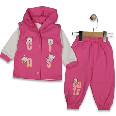 KIZ 2/2 YAŞ KEDİLİ KAPŞONLU TAKIM