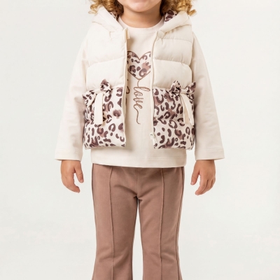 KIZ 2/4 YAŞ LEOPAR KALPLİ 3 LÜ TAKIM