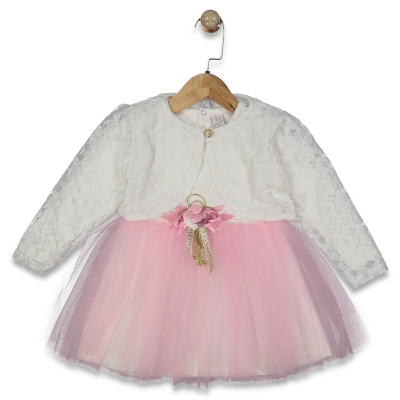 KIZ 2/4 YAŞ PAPATYA FİSTOLU BOLEROLU ELBİSE