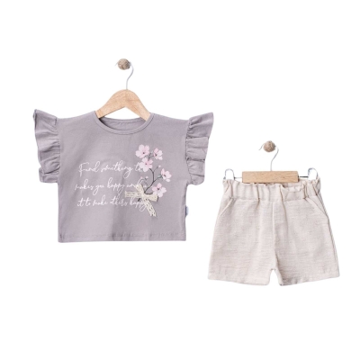 KIZ 2/5 YAŞ ÇİÇEK BASKILI AKSESUARLI JAKARLI MÜDLİ