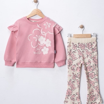 KIZ 2/5 YAŞ ÇİÇEK BASKILI TAŞLI TAKIM