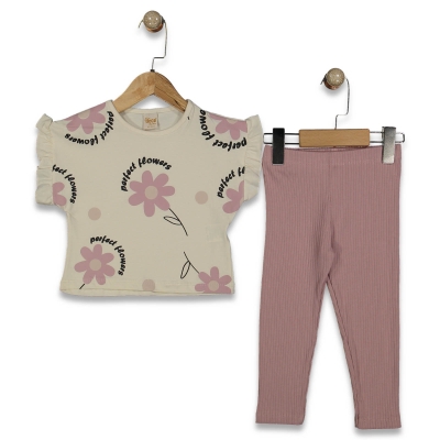 KIZ 2/5 YAŞ ÇİÇEK BASKILI TAYTLI TAKIM