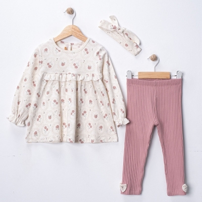 KIZ 2/5 YAŞ ÇİÇEK DESENLİ BANDANALI TAKIM