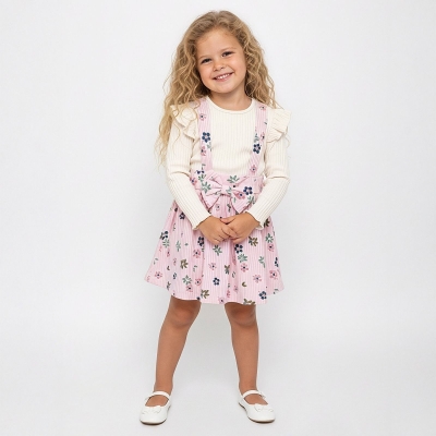 KIZ 2/5 YAŞ ÇİÇEK DESENLİ FİYONKLU ELBİSE