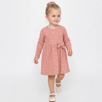 KIZ 2/5 YAŞ ÇİÇEK DESENLİ İNTERLOK ELBİSE