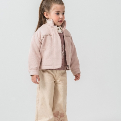 KIZ 2/5 YAŞ ÇİÇEK SÜET CEKET DÖRTLÜ TAKIM