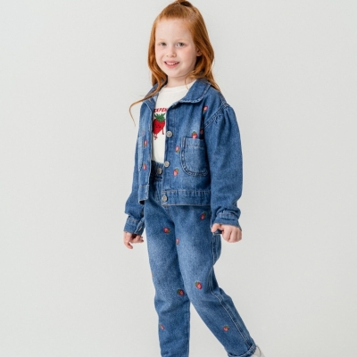 KIZ 2/5 YAŞ ÇİLEK NAKIŞ KOT TAKIM