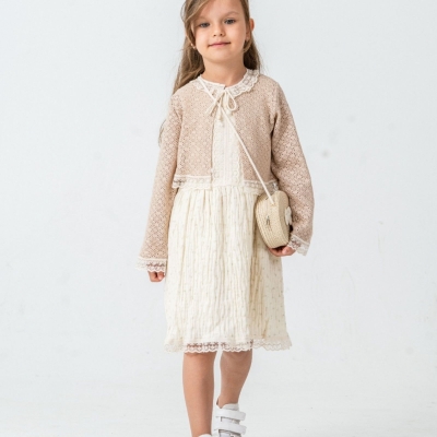 KIZ 2/5 YAŞ DANTEL TRİKO HIRKALI ELBİSE