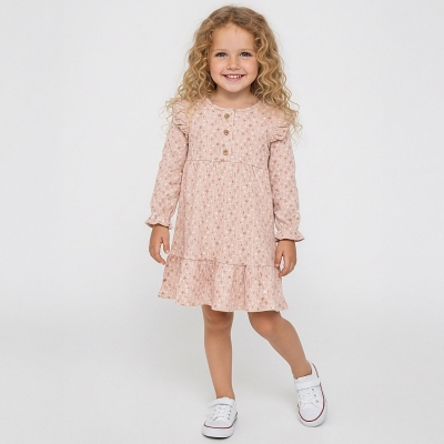 KIZ 2/5 YAŞ DÜĞMELİ İNTERLOK ELBİSE