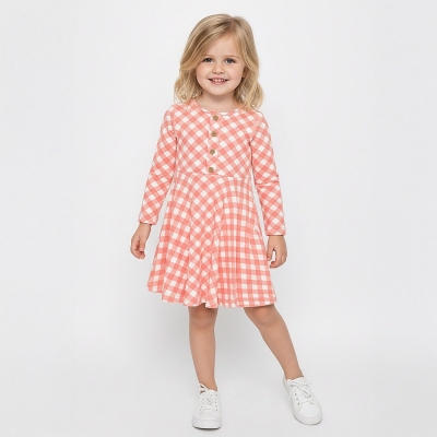 KIZ 2/5 YAŞ EKOSE ÇİÇEKLİ ELBİSE