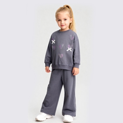 KIZ 2/5 YAŞ  FİYONK TAŞ BASKI DETAYLI İKİ İP TAKIM