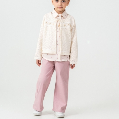 KIZ 2/5 YAŞ GÖMLEKLİ HIRKALI  ÜÇLÜ TAKIM