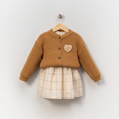 KIZ 2/5 YAŞ KALPLİ EKOSE HIRKALI ELBİSE