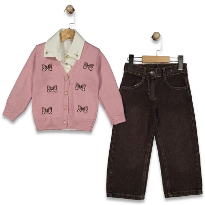 KIZ 2/5 YAŞ KELEBEK DESENLİ TRİKO TAKIM