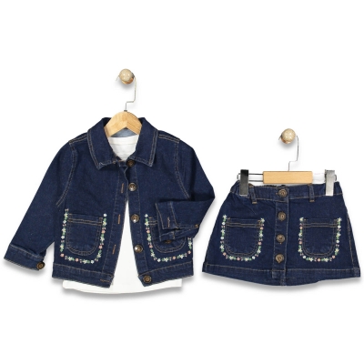 KIZ 2/5 YAŞ KOT CEKET ETEK ÜÇLÜ TAKIM