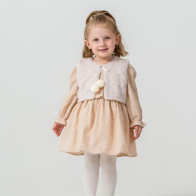 KIZ 2/5 YAŞ PELUS YELEKLİ MÜSLİN ELBİSE