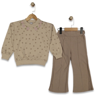 KIZ 2/5 YAŞ PUAN BASKILI NAKIŞLI İKİ İP KIZ TAKIM