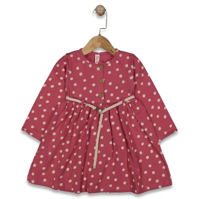 KIZ 2/5 YAŞ PUANLI KEMERLİ ELBİSE