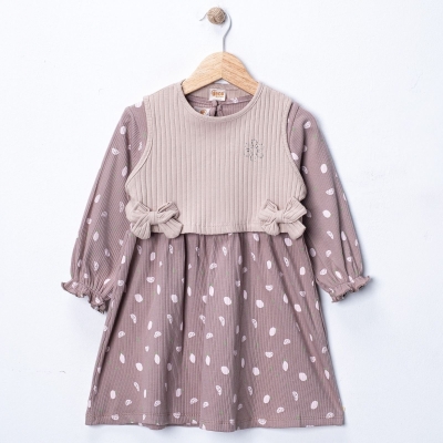 KIZ 2/5 YAŞ TAŞLI FİYONKLU ELBİSE