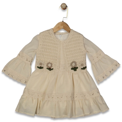 KIZ 2/6 YAŞ YELEKLİ KORTLU ELBİSE