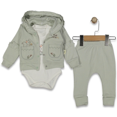 KIZ 3/12 AY SİNCAP NAKIŞLI RAPORLU 3LÜ TAKIM