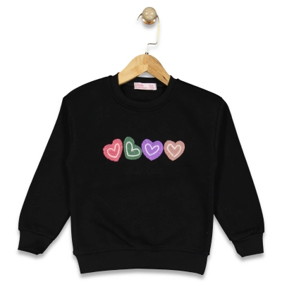 KIZ 3/12 YAŞ SÜZİNELİ 4 KALP NAKIŞLI  SWEAT