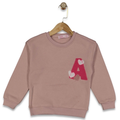 KIZ 3/12 YAŞ SÜZİNELİ A KALP NAKIŞLI  SWEAT