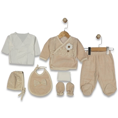 KIZ 3/3 AY 7'Lİ KADİFE SET DANTELLİ