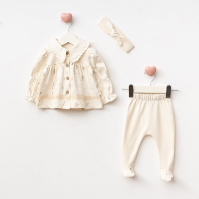KIZ 3/3 AY ARA DANTELLİ 3&#039;LÜ BEBE TAKIM