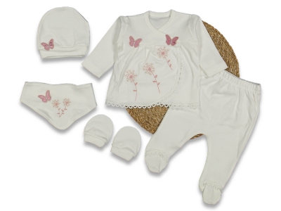 KIZ 3/3 AY ÇİÇEKLİ KELEBEK 5 Lİ ZIBIN SET