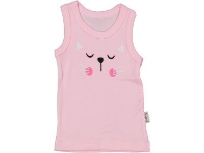 KIZ 3/3 AY KEDİ YÜZ BASKILI ATLET BADİ