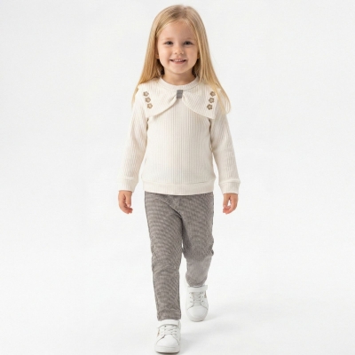 KIZ 3/6 YAŞ ÇİÇEK NAKILKI YAKALI TAKIM