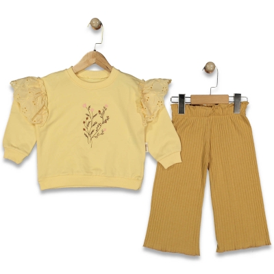 KIZ 3/6 YAŞ ÇITIR ÇİÇEKLİ İKİLİ TAKIM