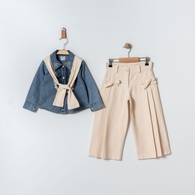 KIZ 3/6 YAŞ KOT GÖMLEK PANTALON TAKIM